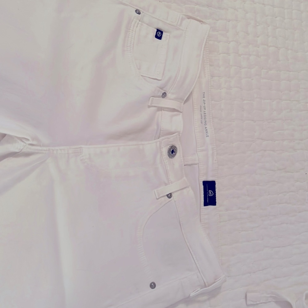 AG White Zip-up Legging Ankle Jeans